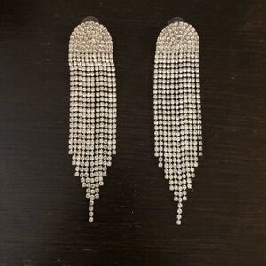 Nasty Gal Silver Rhinestone Dangle Earrings
